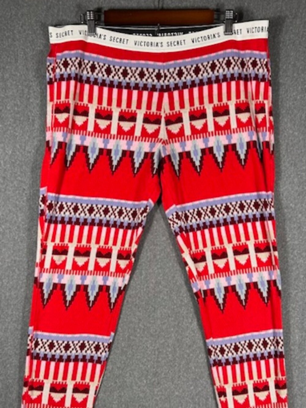 Victoria Secret Holiday Fair Isle Hearts Pajama Leggings Womens Sz XL Thermal